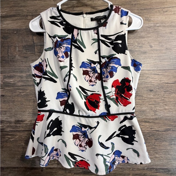 Banana Republic Tops - Banana Republic Floral Peplum Blouse - Red, Blue, Black on Cream